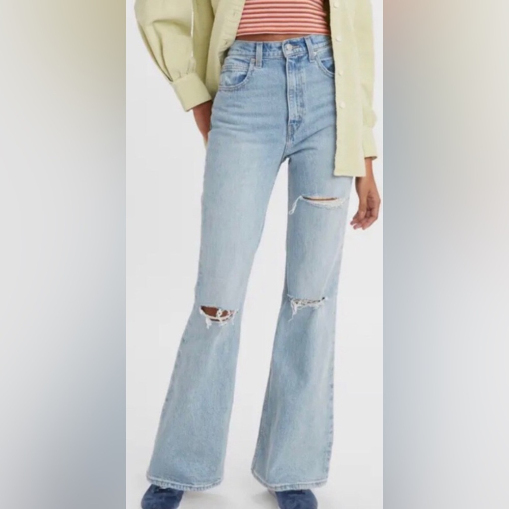 Levi’s 726 high rise flare distressed jeans. Worn twice, excellent condition